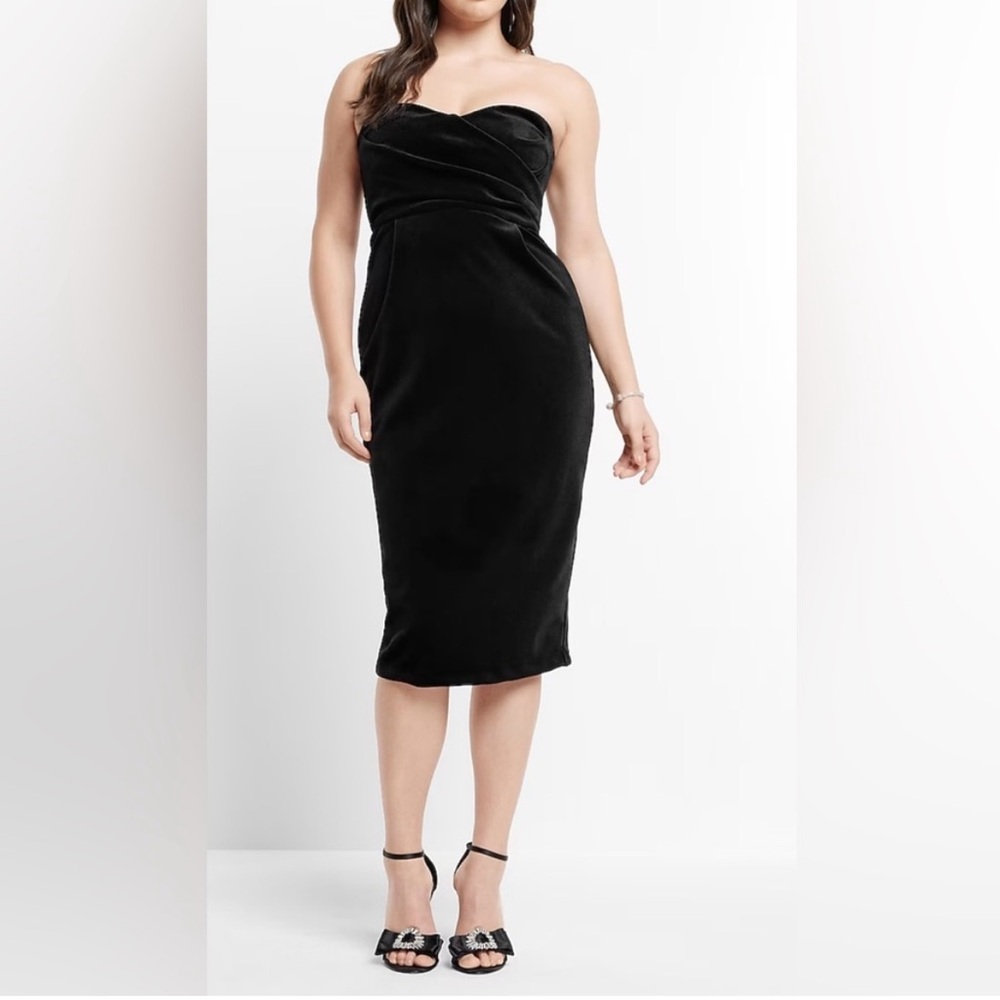 Express Velvet Sweetheart Neckline Strapless Midi Sheath Dress NWT